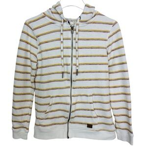 Roxy Striped Zip-up Hooded Sweatshirt Size Medium